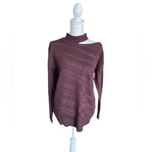 NWT Hem & Thread Cable Knit Burgundy Sweater Sz M